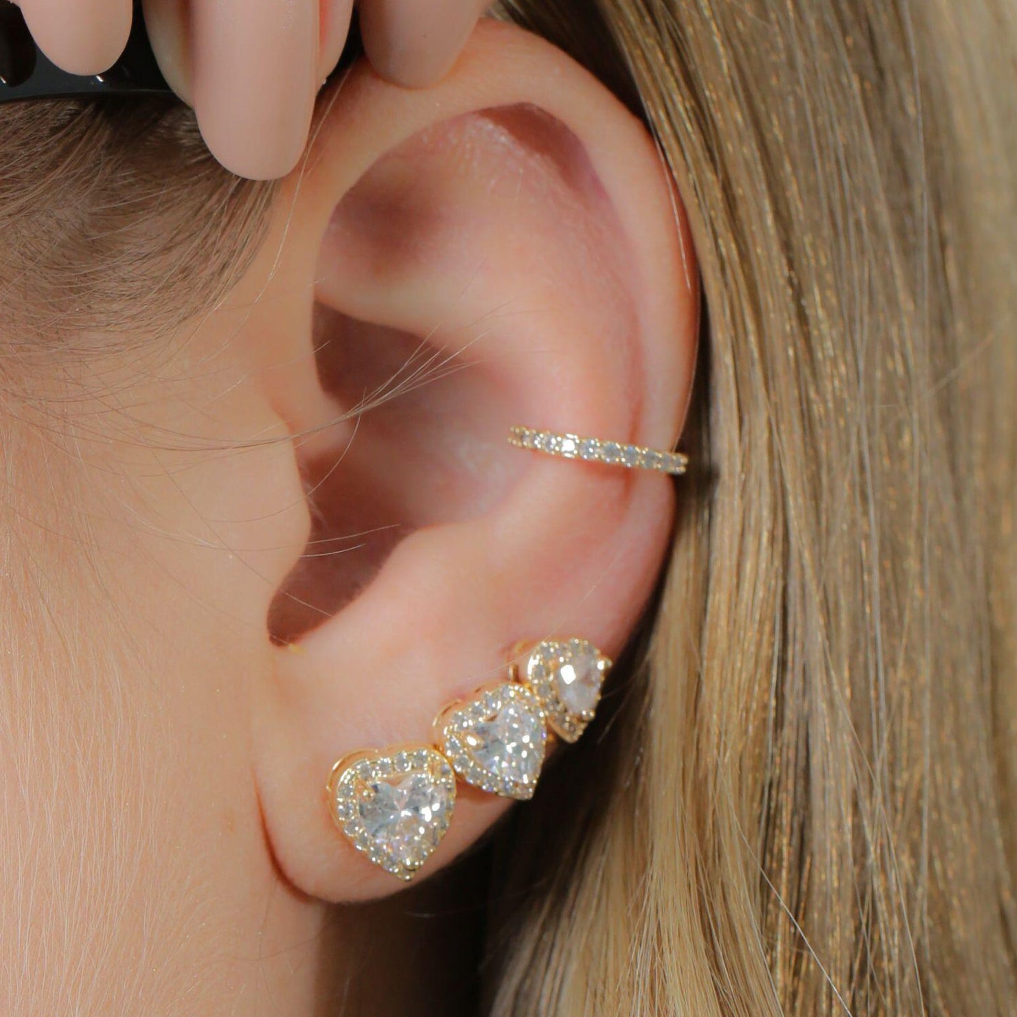 Belle Heart Stud Set - Gold