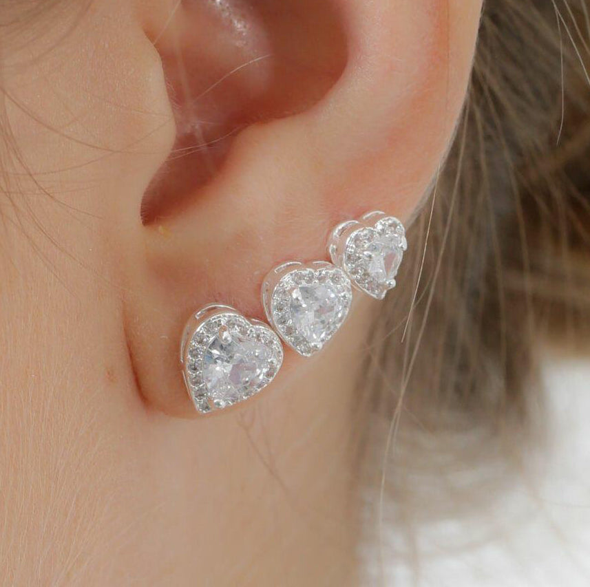 Belle Heart Stud Set - Silver