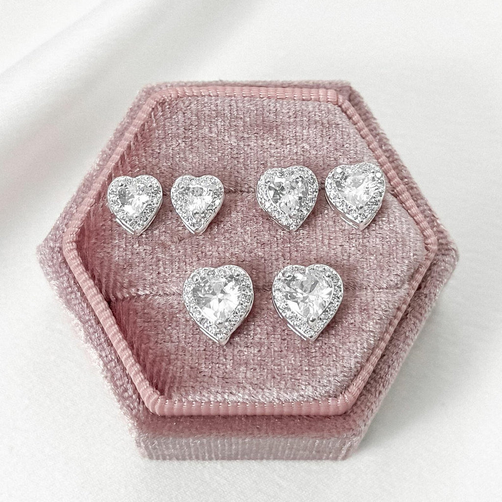 Belle Heart Stud Set - Silver